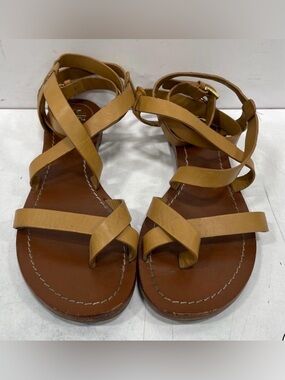 Tory Burch, size 8.5, Tan Leather Wrap-Strap Sandals, EUC